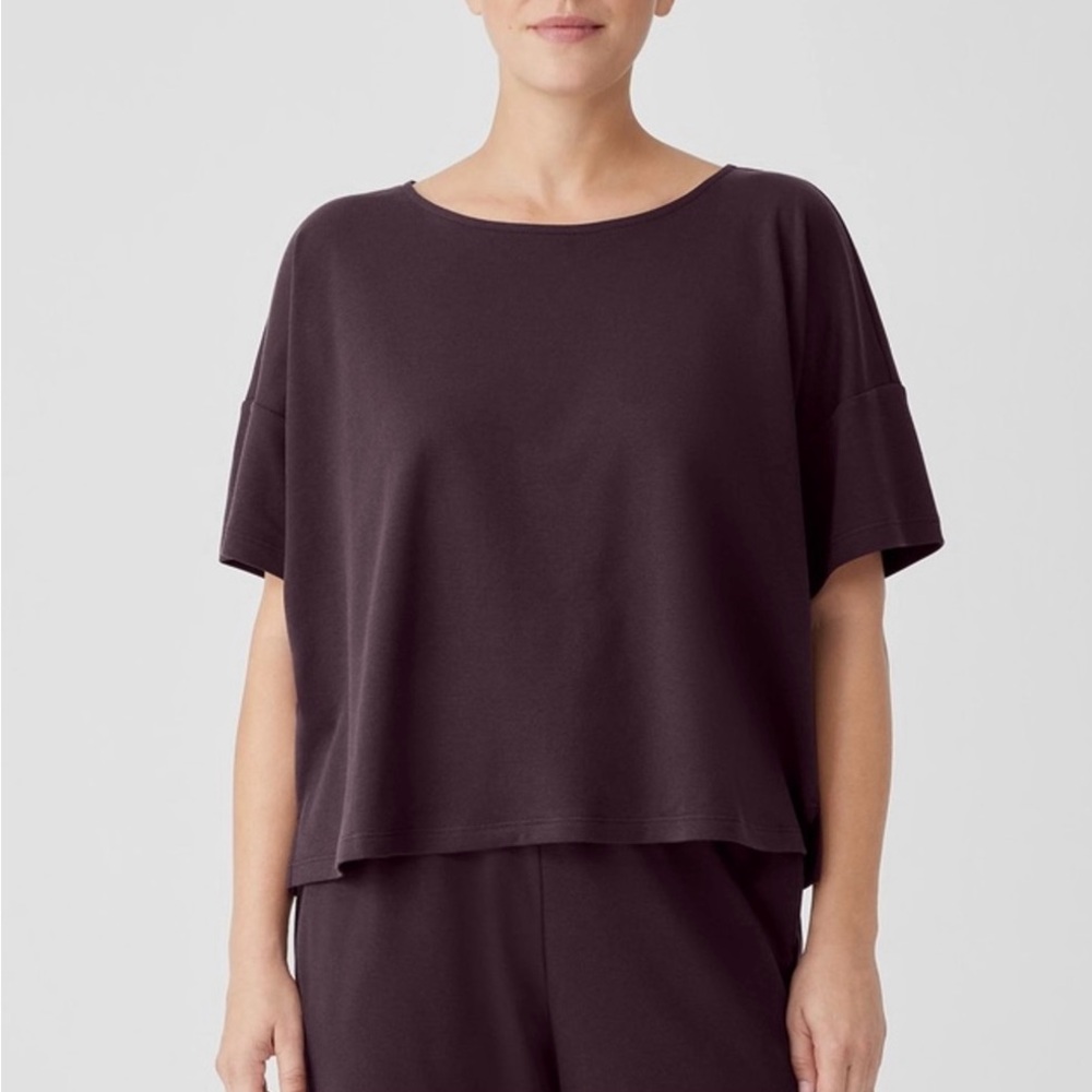 Eileen Fisher Cozy Organic Cotton Interlock Tee in Cassis